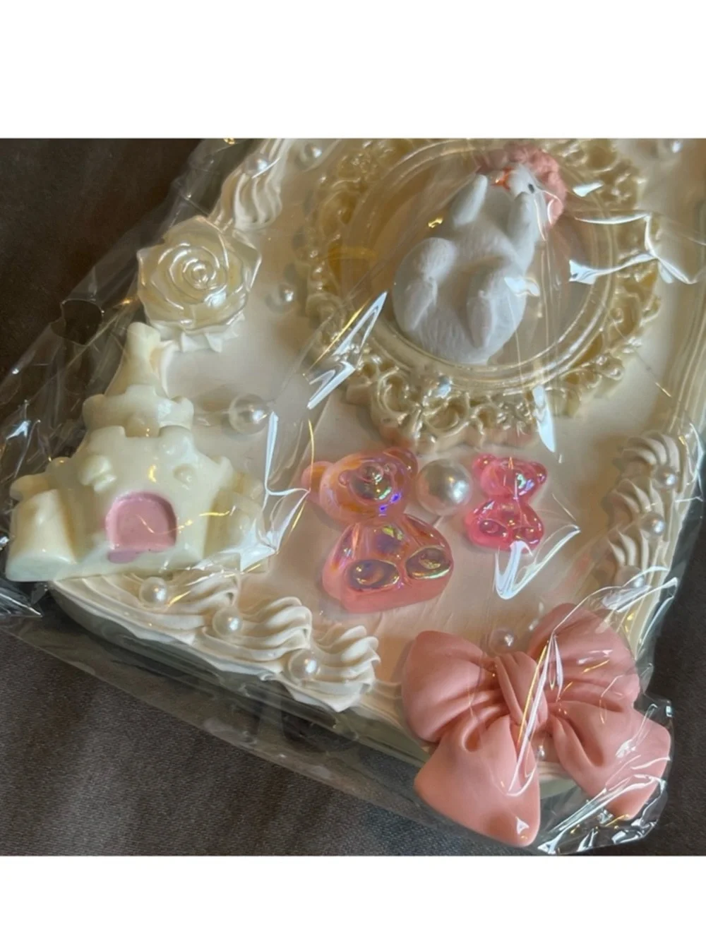 Cute Rabbit Pink Ribbon Bow Baroque Decorative iPhone Case